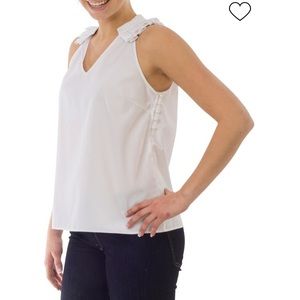 Cortland Park ruffle neck Cotton top